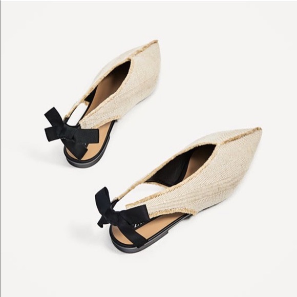 Zara frayed bow ballerina - Picture 1 of 3
